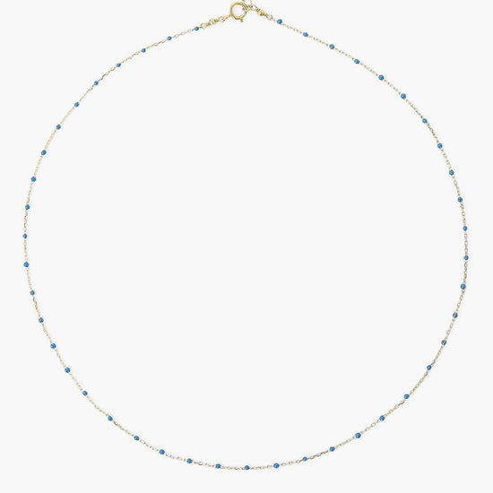 NKL-GPL Stone Blue Enamel Bead Necklace
