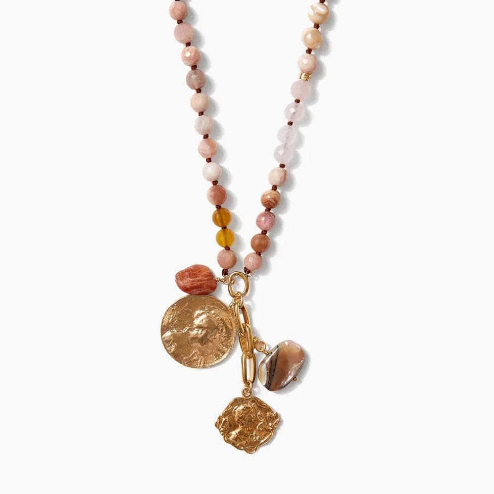 NKL-GPL Sunstone Portrait Charm Necklace