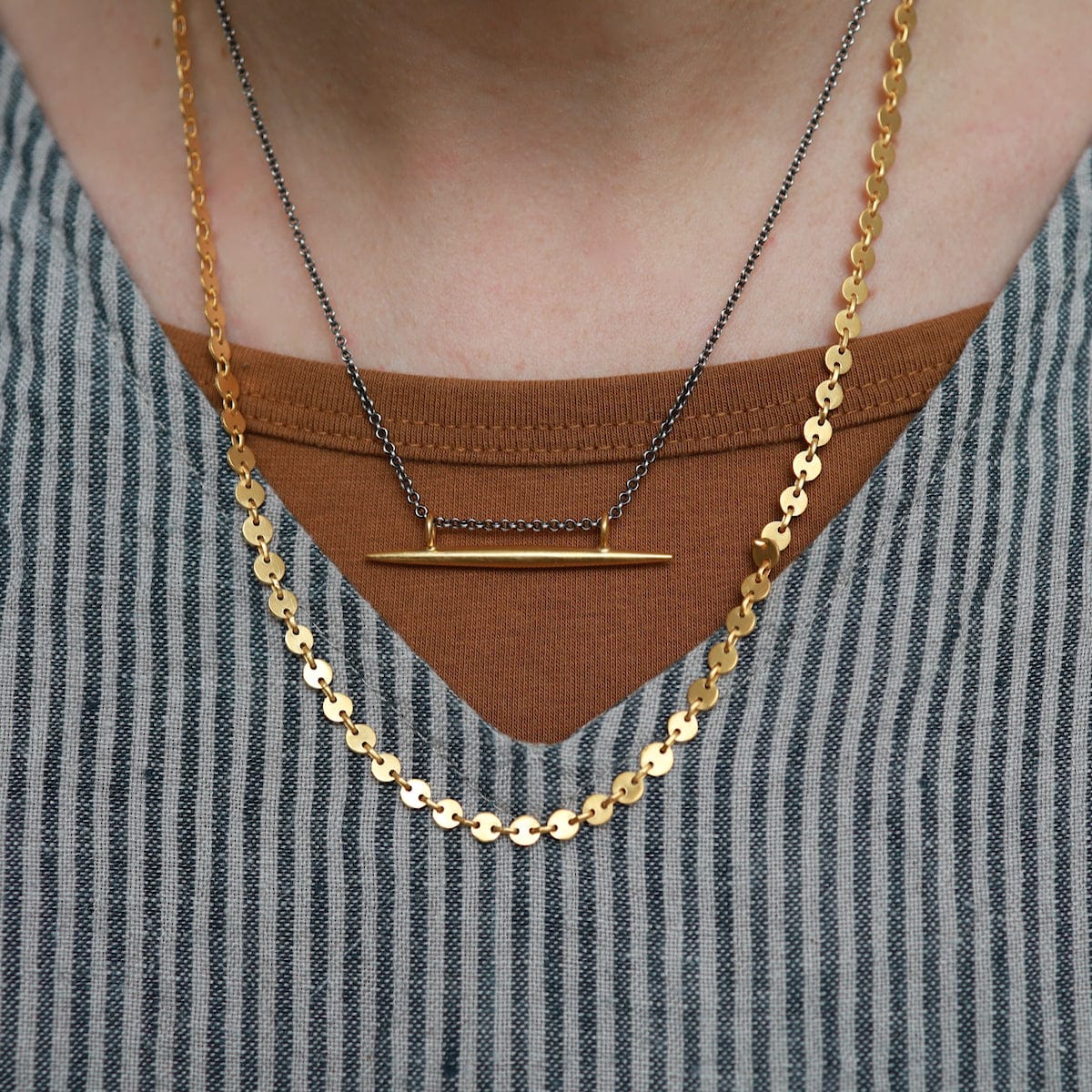 NKL-GPL Tapered Bar Amulet Necklace