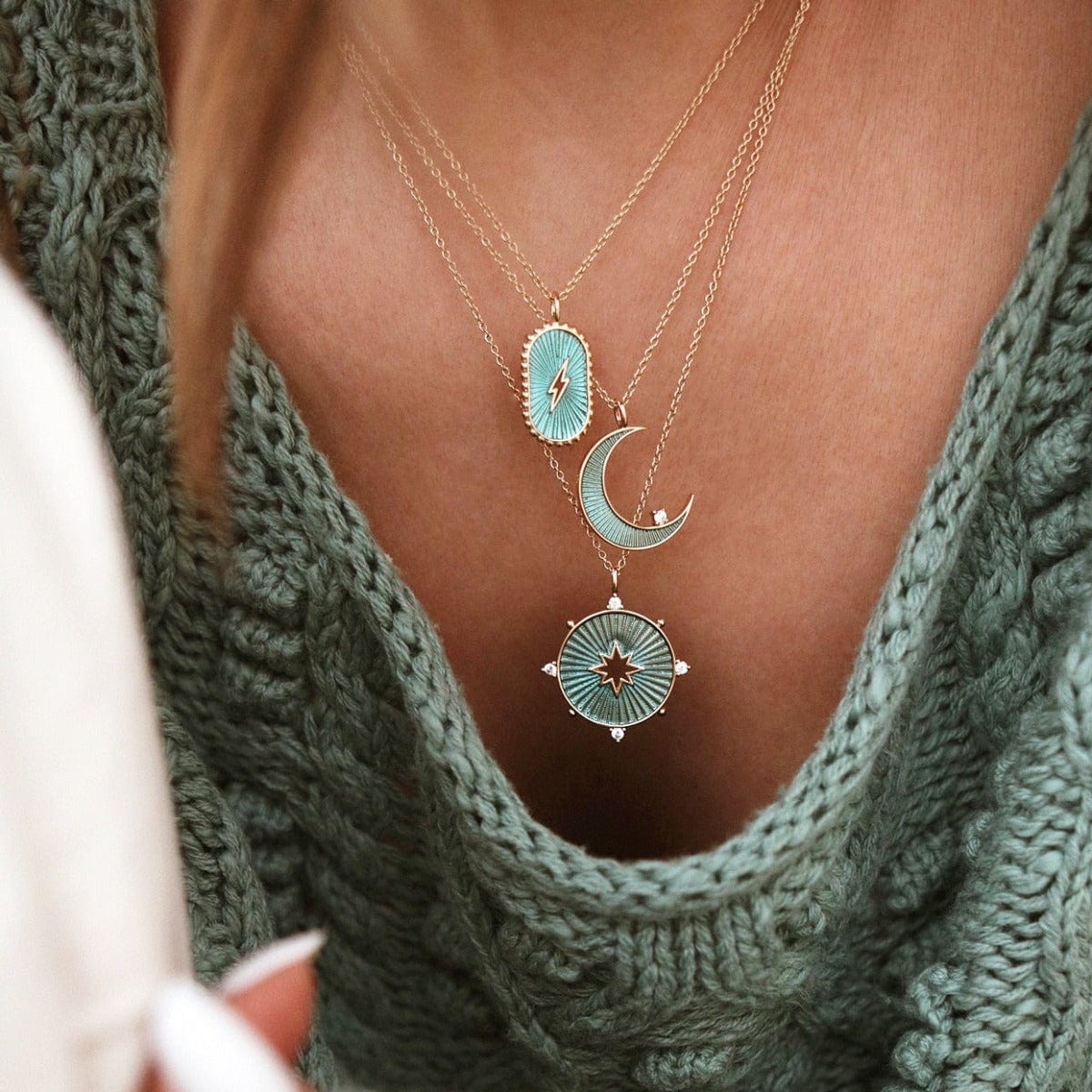 NKL-GPL Teal Green Starstruck Pendant Necklace