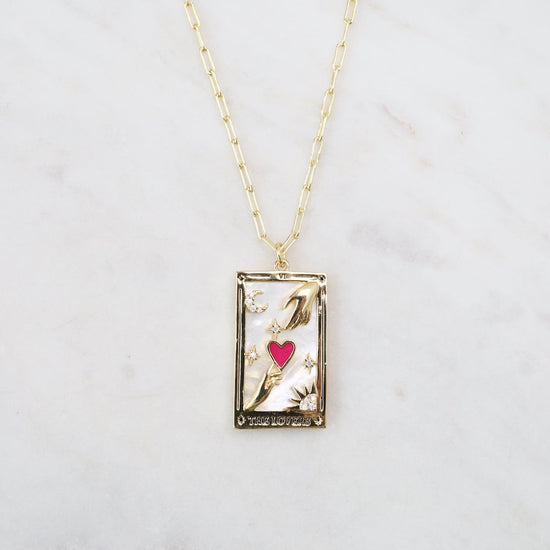 NKL-GPL The Lovers Tarot Card Necklace