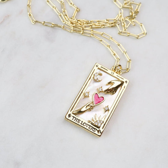 NKL-GPL The Lovers Tarot Card Necklace