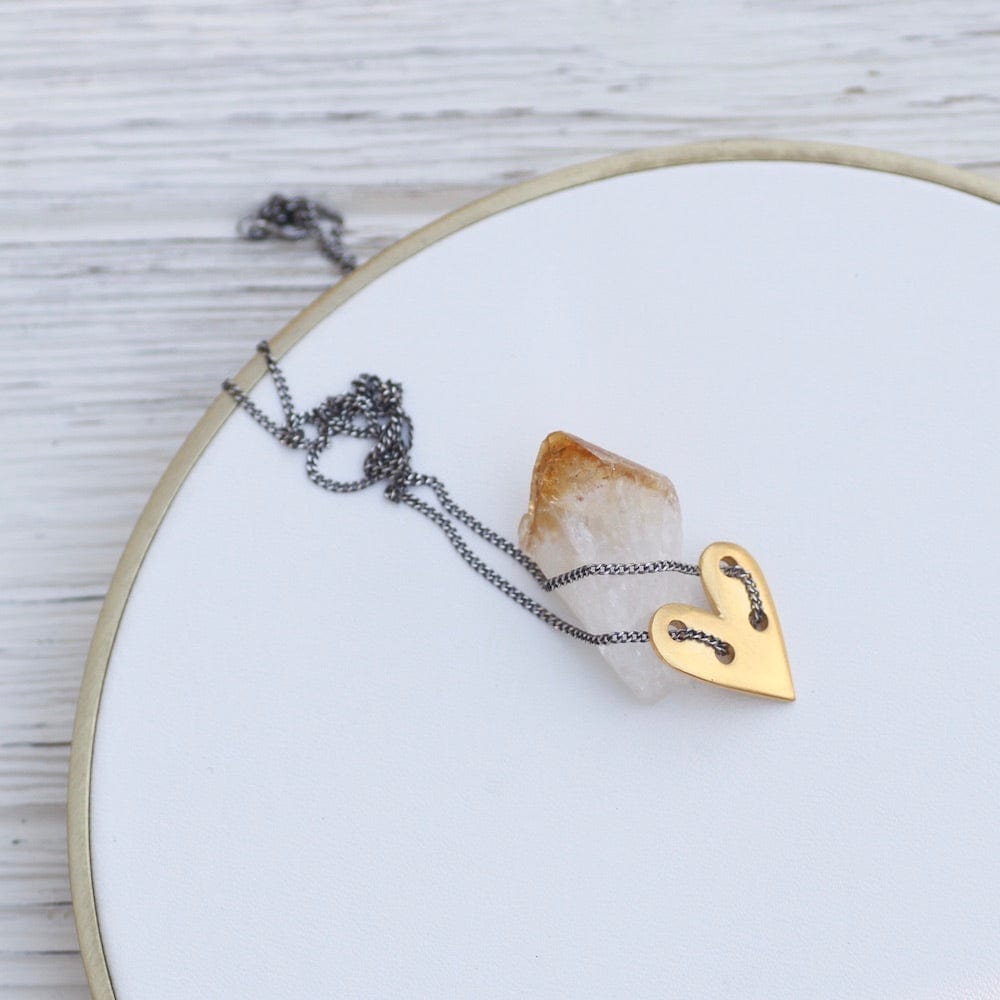 458 NKL-GPL Threaded Heart Pendant - Gold Plate