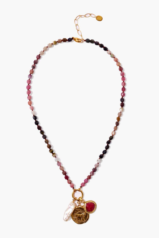 Load image into Gallery viewer, NKL-GPL Tourmaline Mix Hypatia Charm Necklace
