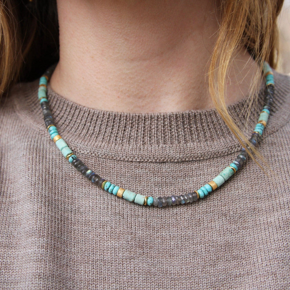 NKL-GPL Turquoise Chrysocolla Labradorite Necklace