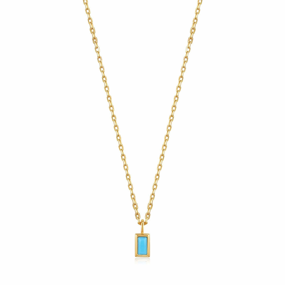 NKL-GPL Turquoise Drop Pendant Gold Necklace