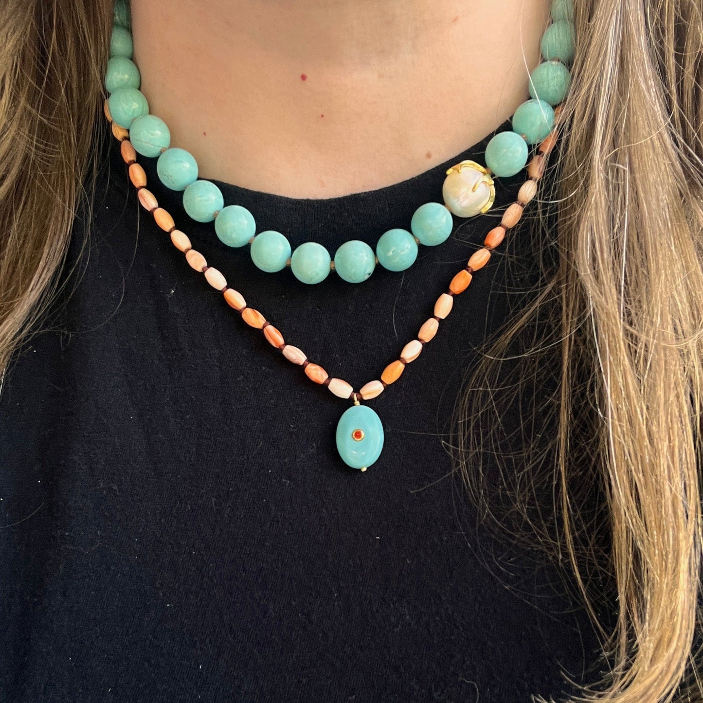 NKL-GPL Turquoise Drop Pendant Necklace