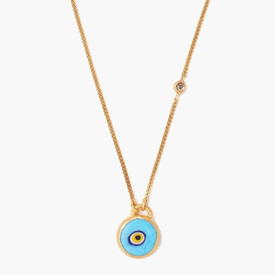 NKL-GPL Turquoise Evil Eye Necklace With Champagne Diamond