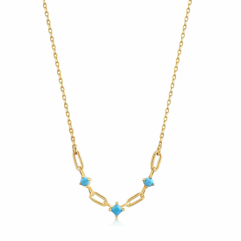 NKL-GPL Turquoise Gold Link Necklace