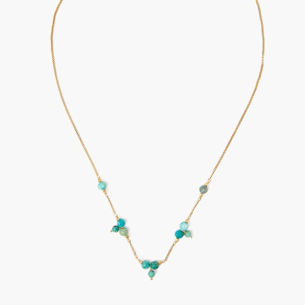 NKL-GPL Turquoise & Gold Pyramid Necklace