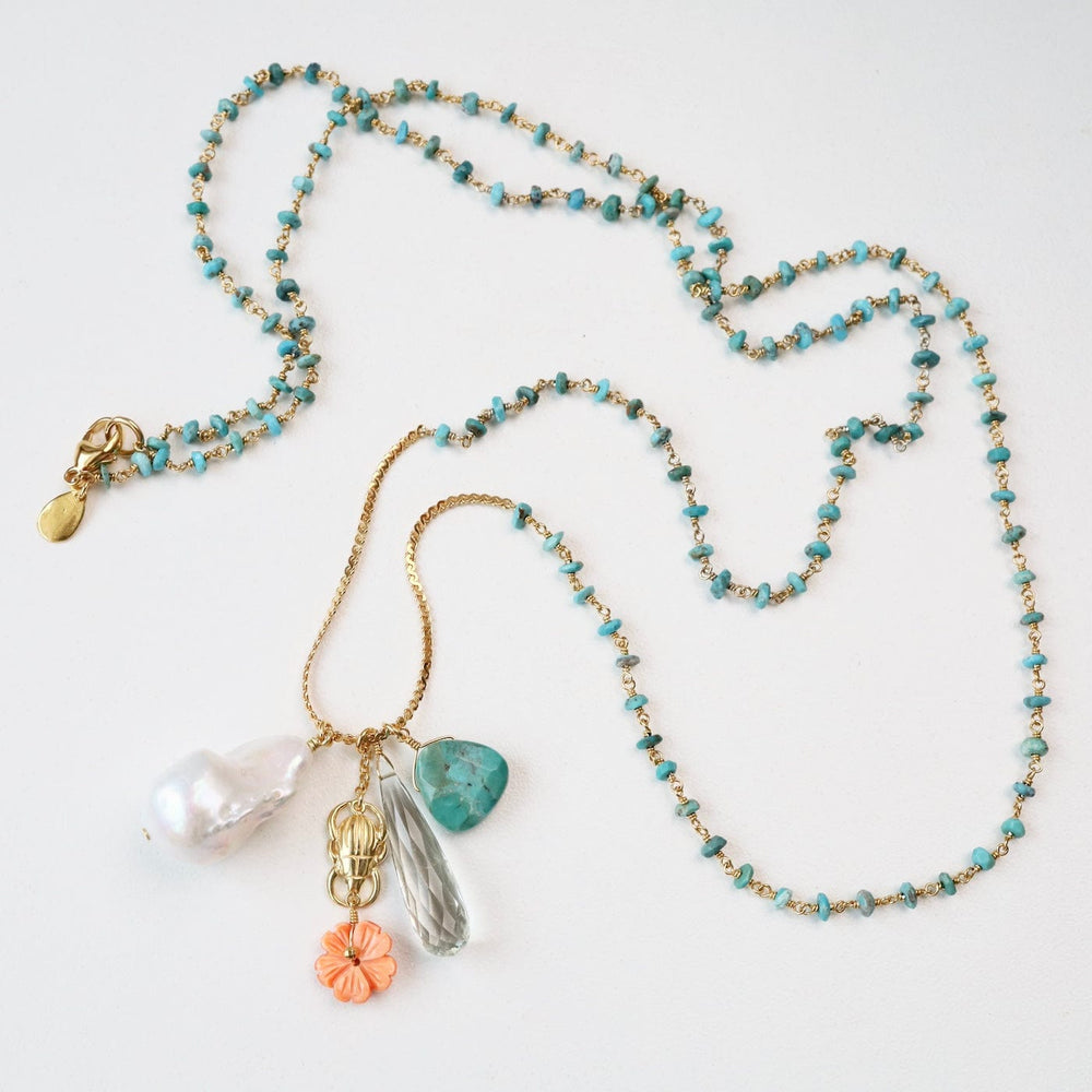 
                  
                    NKL-GPL Turquoise Mix long Charm Necklace
                  
                