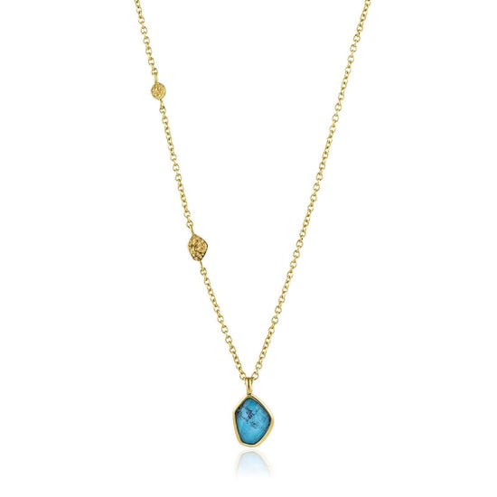 Load image into Gallery viewer, NKL-GPL Turquoise Pendant Gold Necklace
