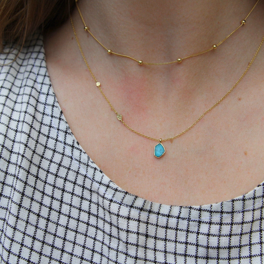 
                      
                        NKL-GPL Turquoise Pendant Gold Necklace
                      
                    