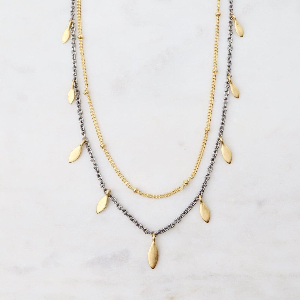 
                      
                        NKL-GPL Two Tone Two Layer Necklace with Leaves
                      
                    