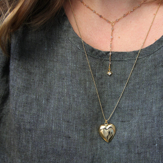 Vintage Estate Sterling 4-leaf Clover Heart Locket Pendant Necklace