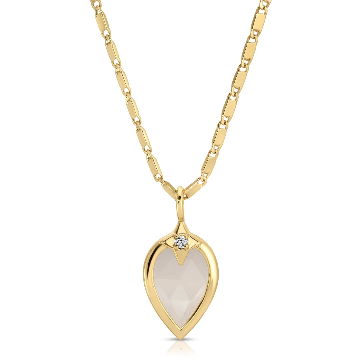 NKL-GPL White Cat's Eye Starlight Gem Drop Necklace