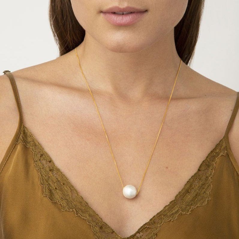 NKL-GPL White Floating Pearl Gold Necklace