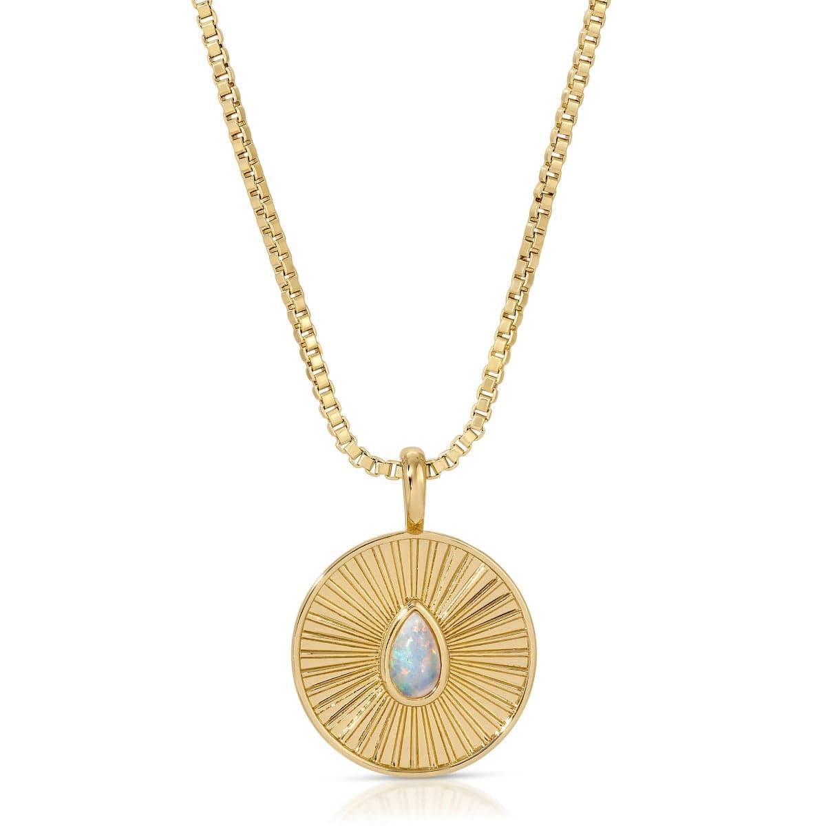 NKL-GPL White Opal Radiant Coin Pendant Necklace