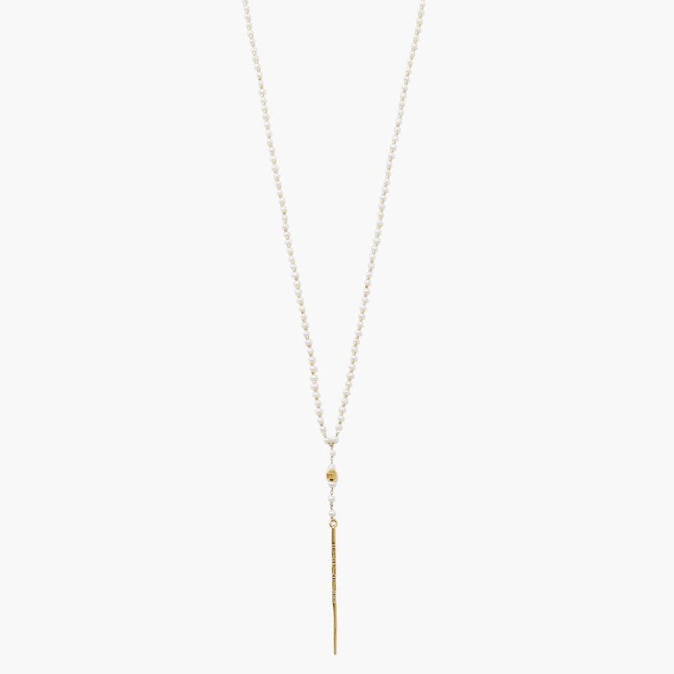 NKL-GPL White Pearl and Gold Dagger Necklace