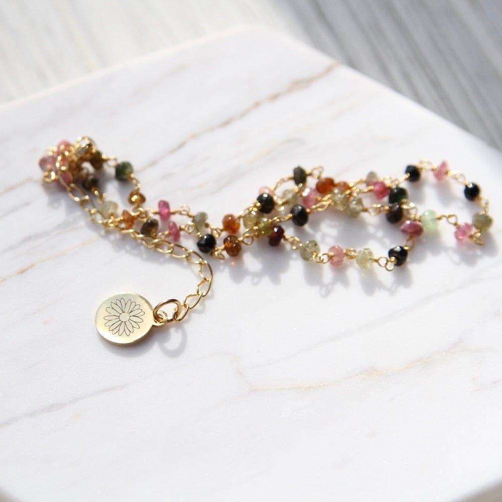 
                      
                        NKL-GPL Wildflower ~ Gold Wish Choker ~ Rainbow Tourmaline
                      
                    