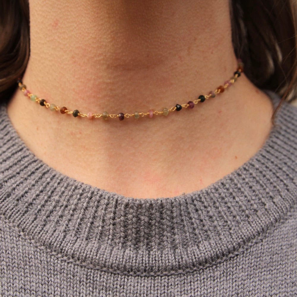 
                      
                        NKL-GPL Wildflower ~ Gold Wish Choker ~ Rainbow Tourmaline
                      
                    