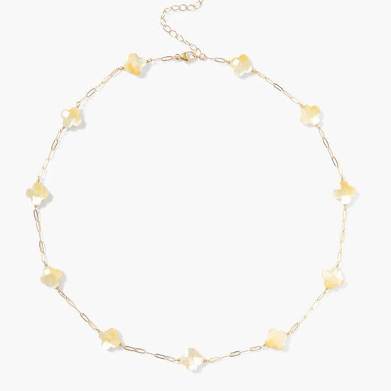 NKL-GPL Yellow Mother of Pearl Clover Necklace