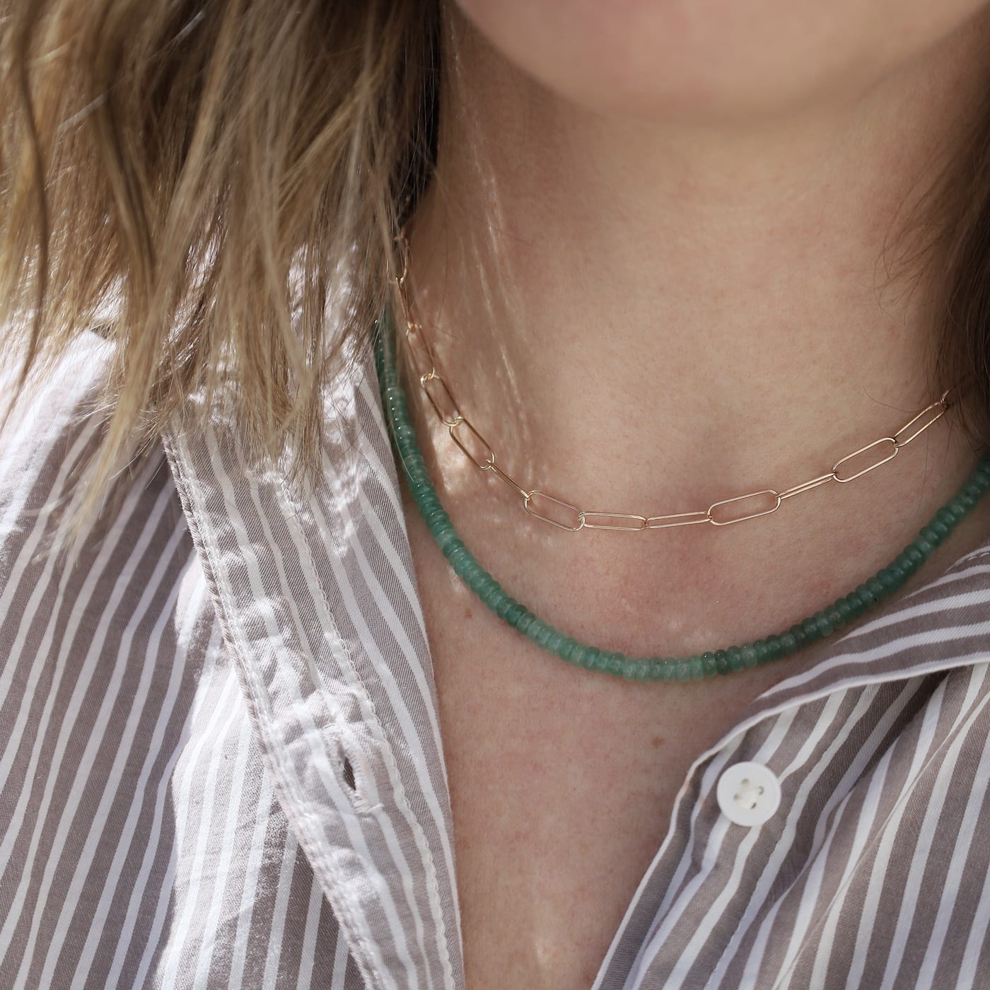 NKL-GPL Zara Green Aventurine Beaded Gemstone Necklace