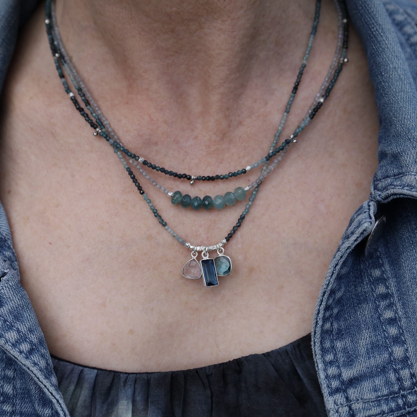 NKL Grandiderite Tiny Silver Ball Charms Necklace