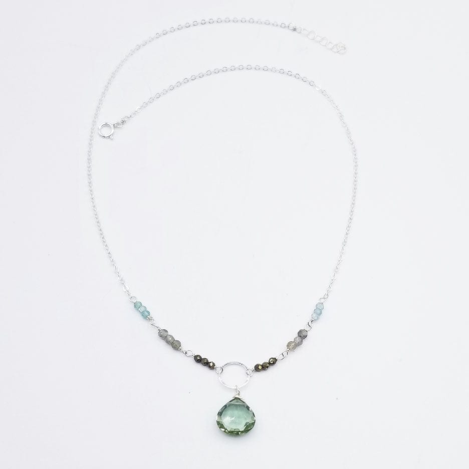 NKL Green Amethyst Sterling Silver Ring Necklace