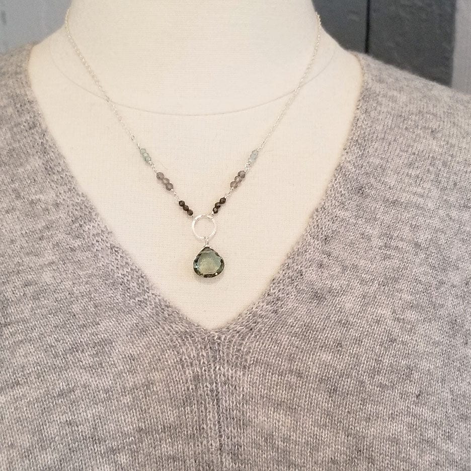 
                  
                    NKL Green Amethyst Sterling Silver Ring Necklace
                  
                