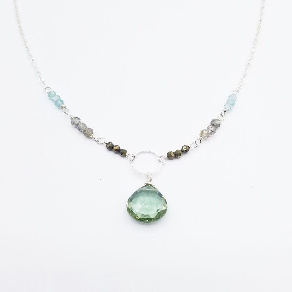 NKL Green Amethyst Sterling Silver Ring Necklace