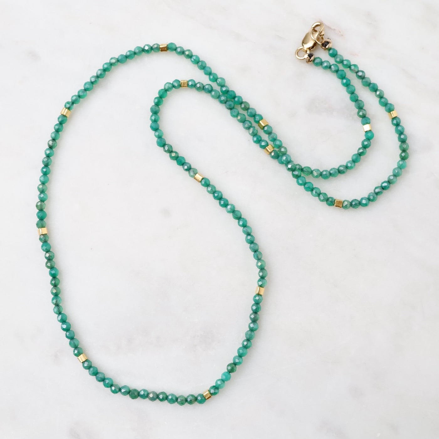 NKL Green Onyx & Gold Vermeil Accents Necklace