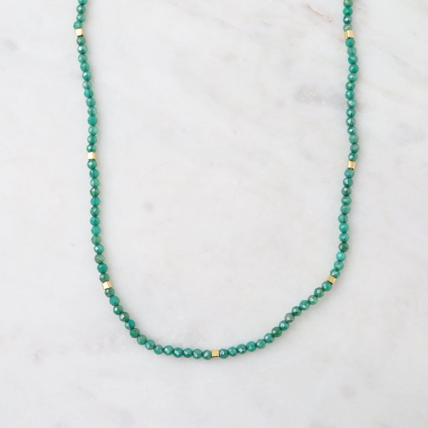 NKL Green Onyx & Gold Vermeil Accents Necklace