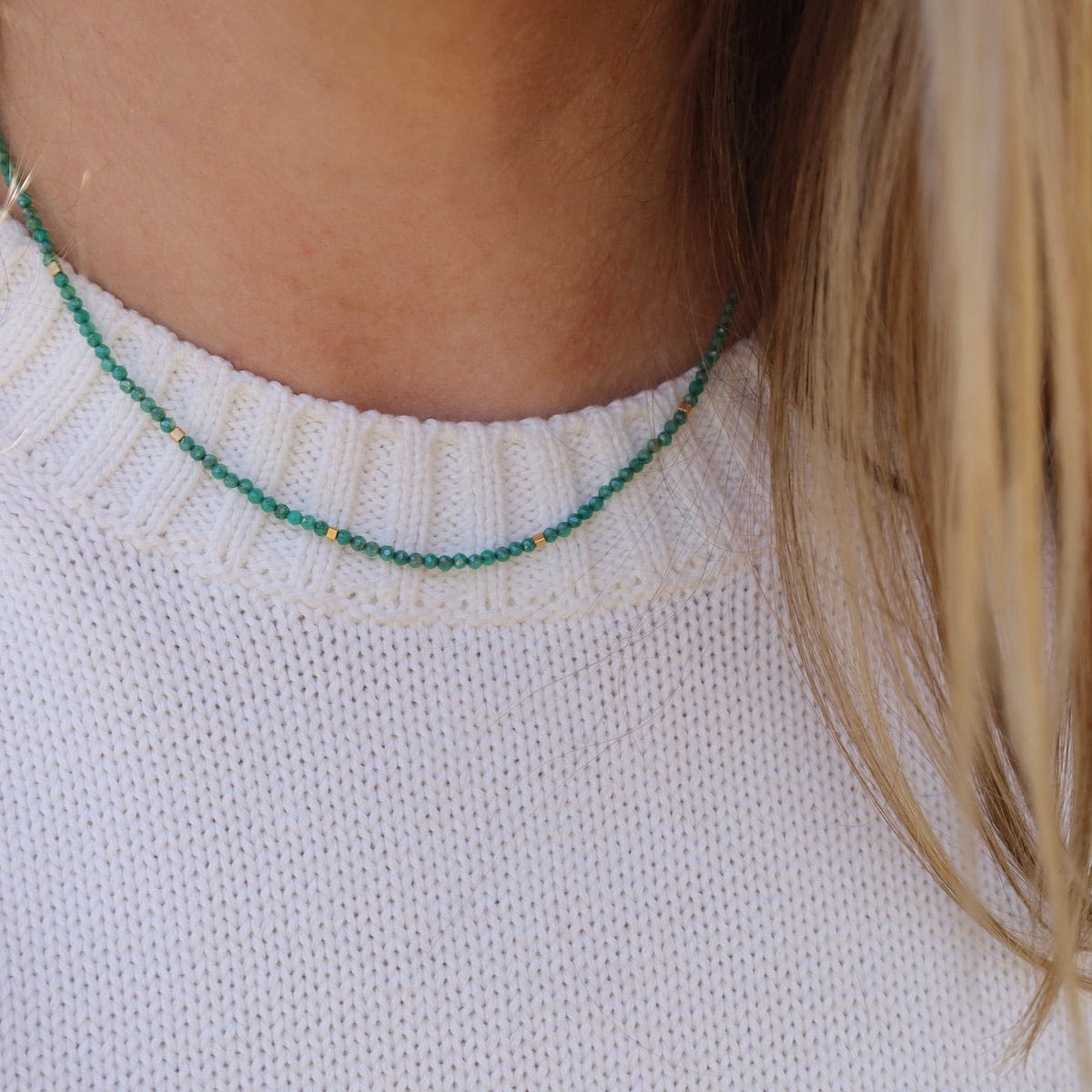 NKL Green Onyx & Gold Vermeil Accents Necklace