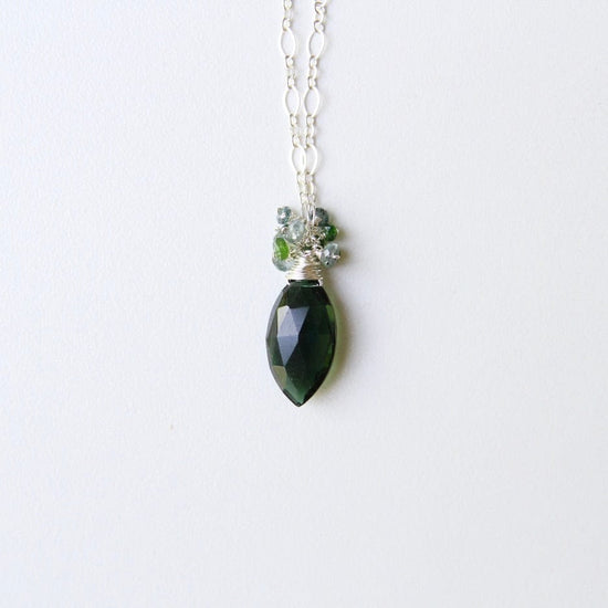 Load image into Gallery viewer, NKL Green Quartz Marquis Cluster Necklace
