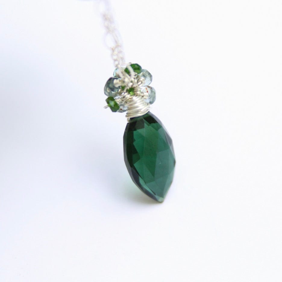 NKL Green Quartz Marquis Cluster Necklace
