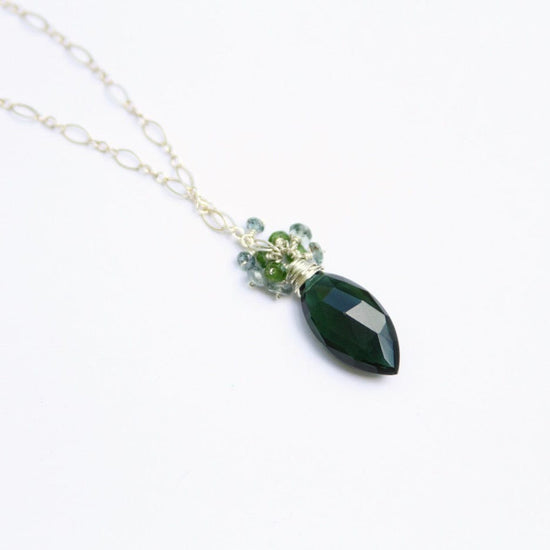 Load image into Gallery viewer, NKL Green Quartz Marquis Cluster Necklace
