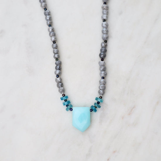 NKL Grey Moonstone with Chalcedony Necklace
