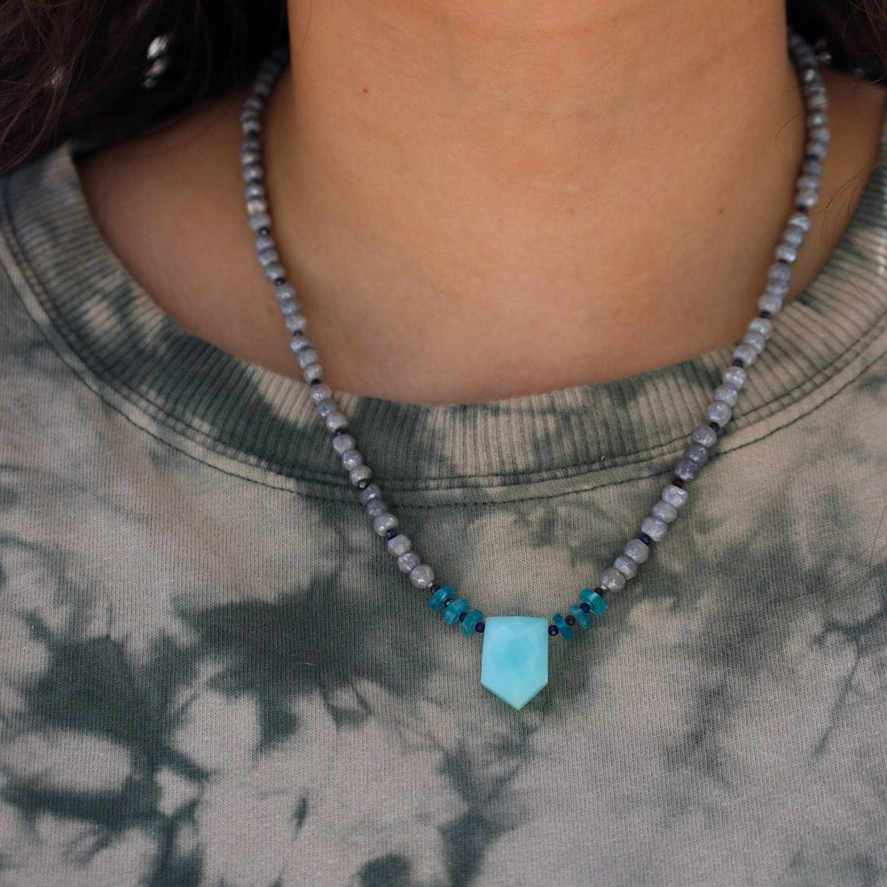 NKL Grey Moonstone with Chalcedony Necklace