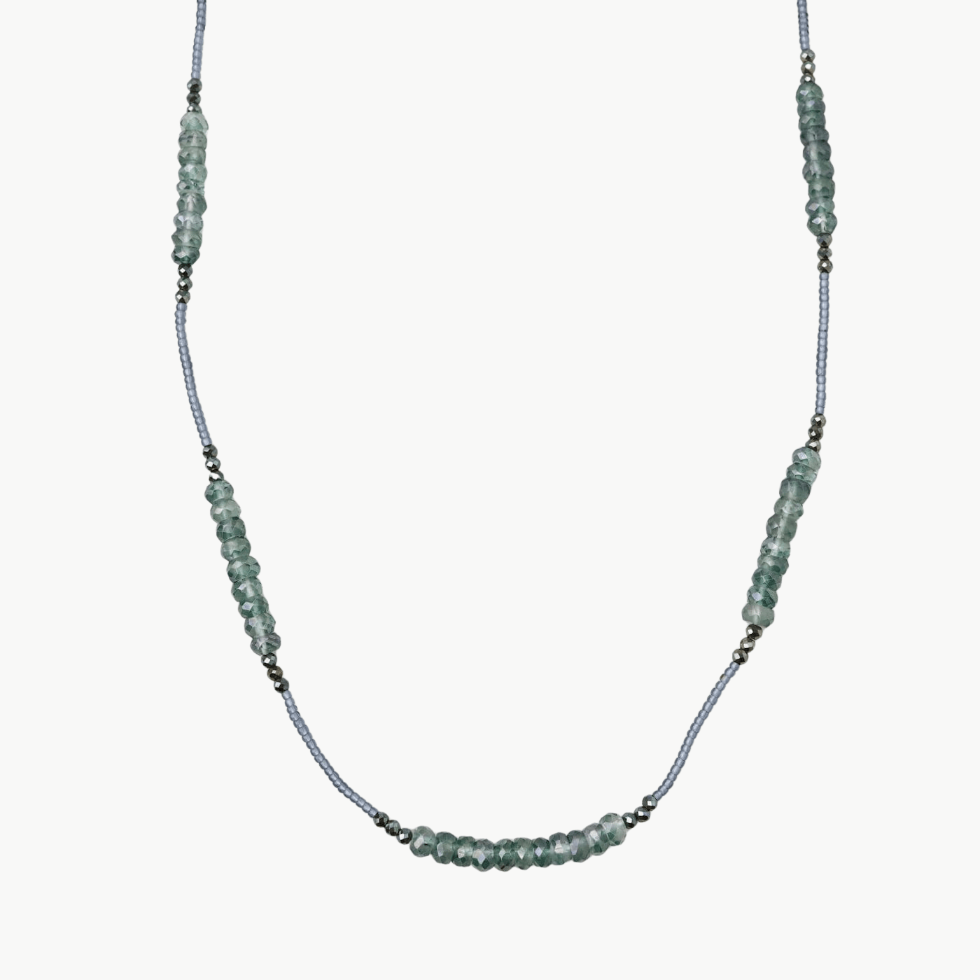 NKL Grey Seed, Pyrite & Mystic Bead Necklace