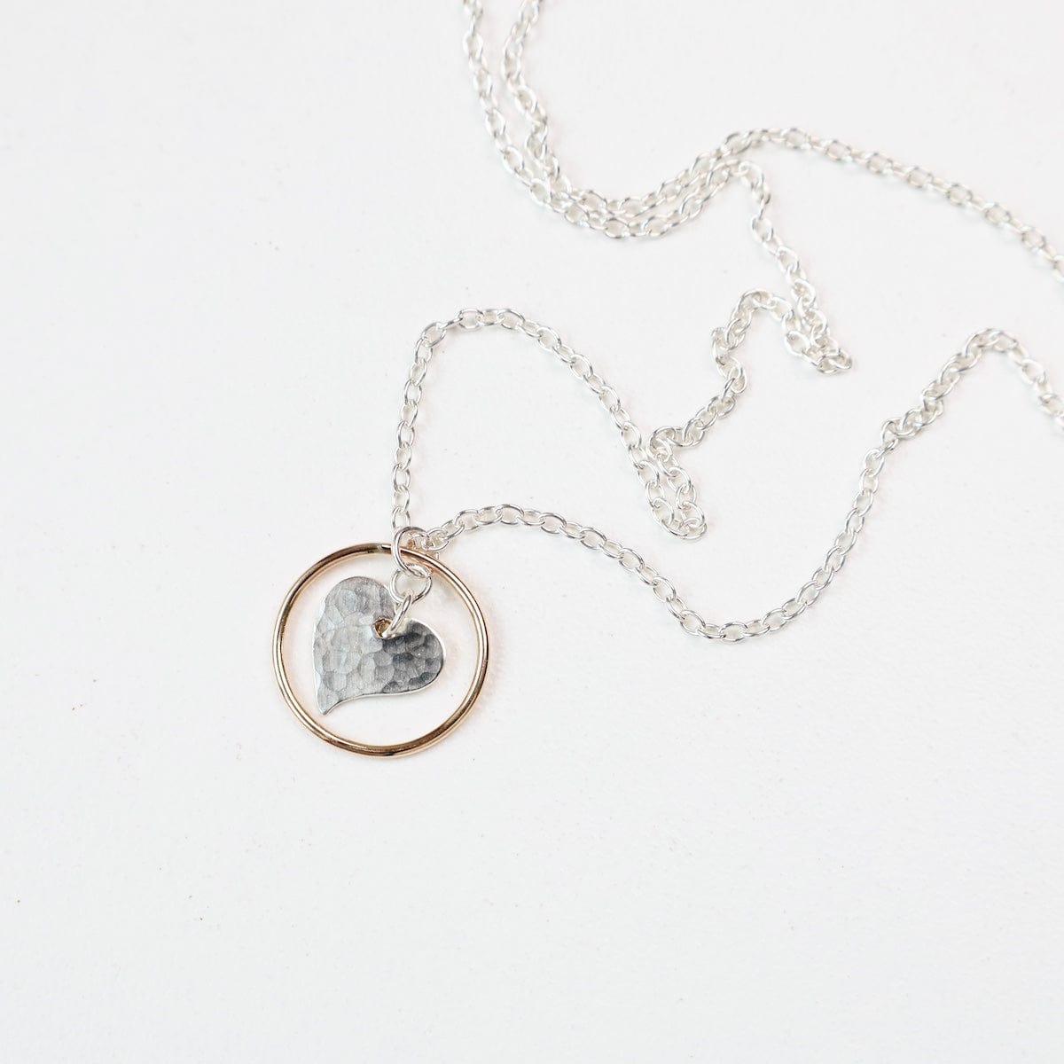 NKL Hammered Heart in Circle Necklace