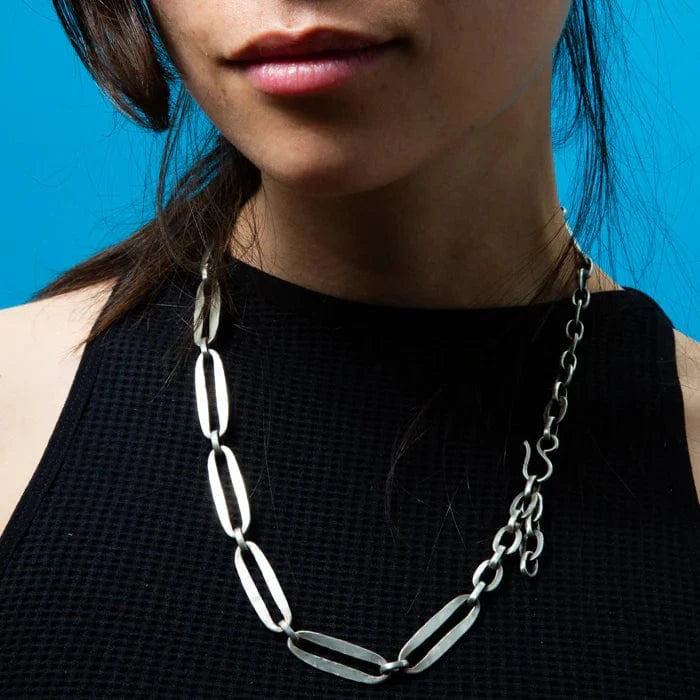NKL Hammered Oval Link Chain Necklace