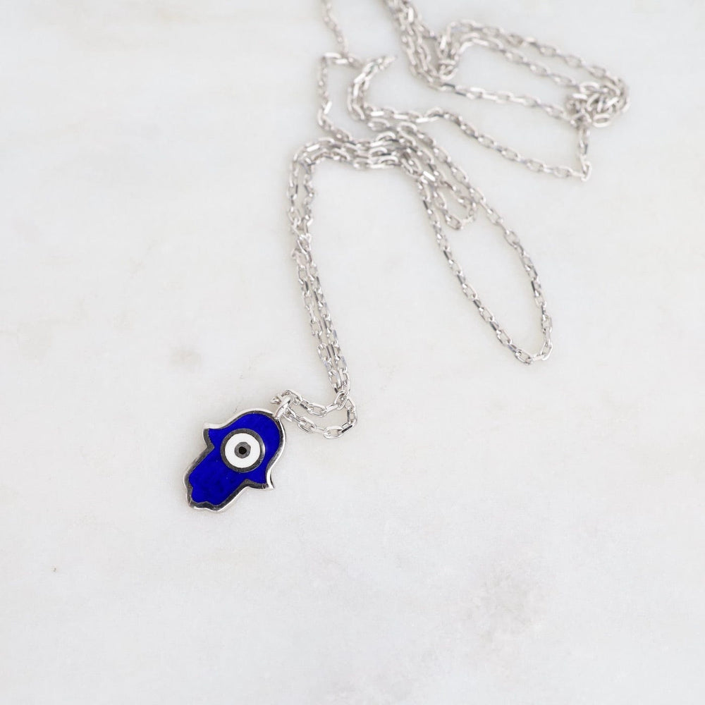 
                  
                    NKL Hamsa with Evil Eye Enamel Necklace - Navy
                  
                