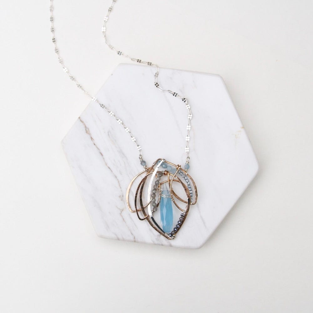 Handmade Oxidized Copper Wire Woven Blue Chalcedony Pendant Necklace –  Handmade By Christina