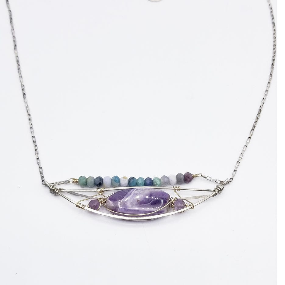 
                      
                        NKL HAND FORMED STERLING SILVER ARC WITH CAPE AMETHYST NECKLACE
                      
                    