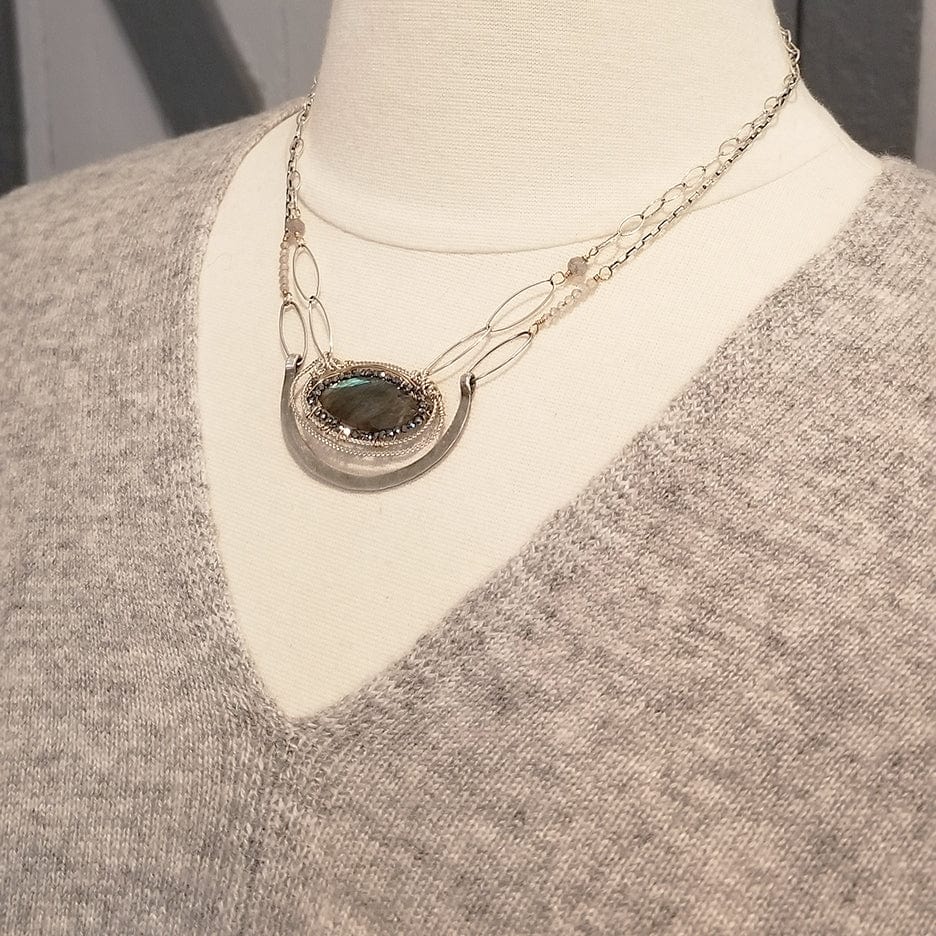 
                  
                    NKL HAND FORMED STERLING SILVER ARC WITH LABRADORITE MARQUISE NECKLACE
                  
                