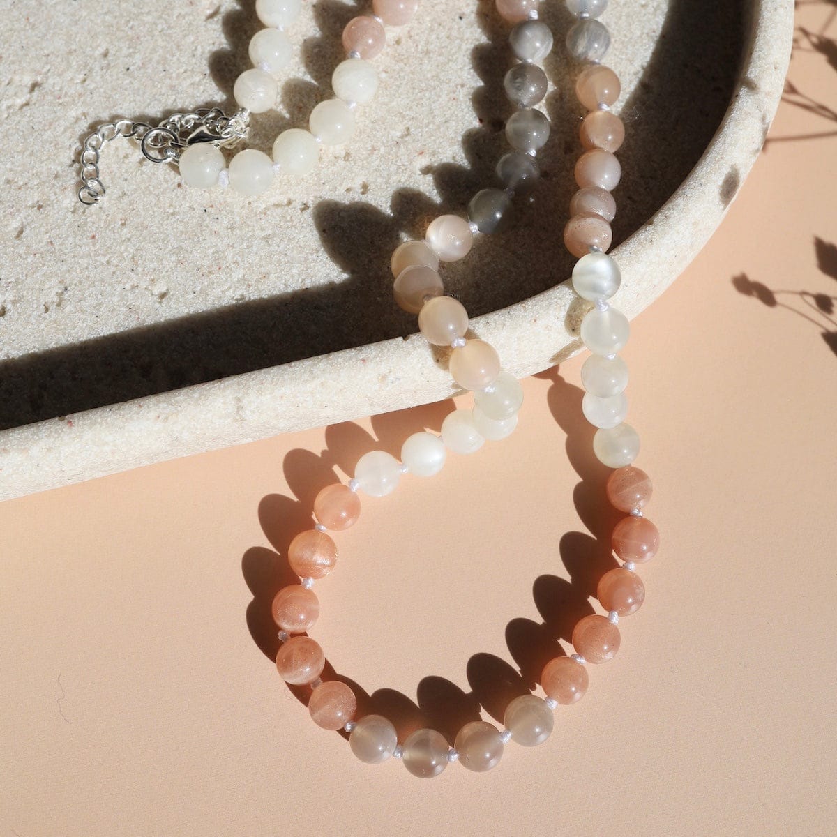 NKL Hand Knotted Ombre Moonstone Necklace