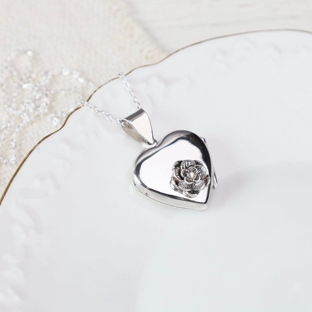 NKL Heart with 3D Rose Locket Necklace