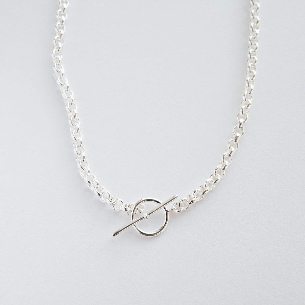 NKL Heavy Rolo Chain Toggle Necklace in Sterling Silver