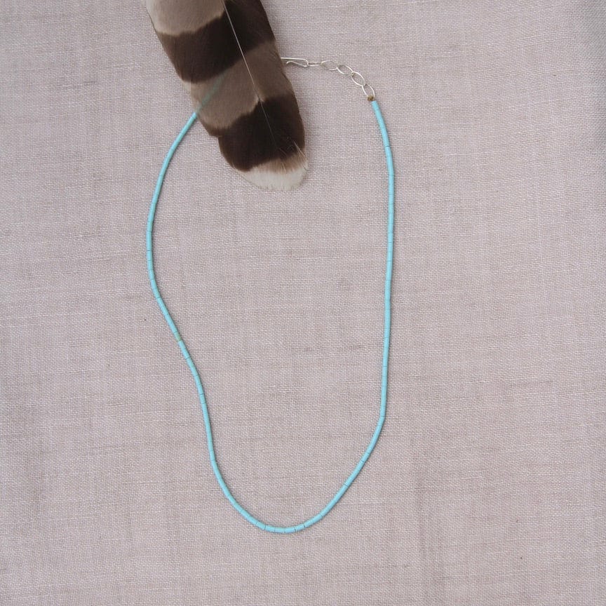 Load image into Gallery viewer, NKL Heishi Necklace with Small Blue Turquoise
